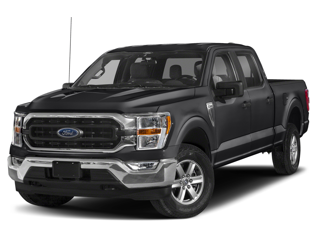 2021 Ford F-150 XLT in Agate Black Metallic — front three-quarter view