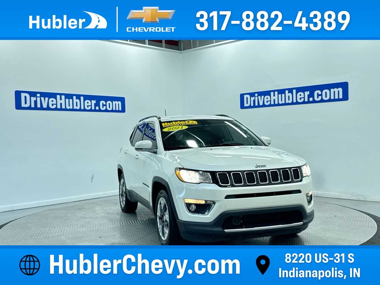 2021 Jeep Compass Limited in Ice Cap — front three-quarter view