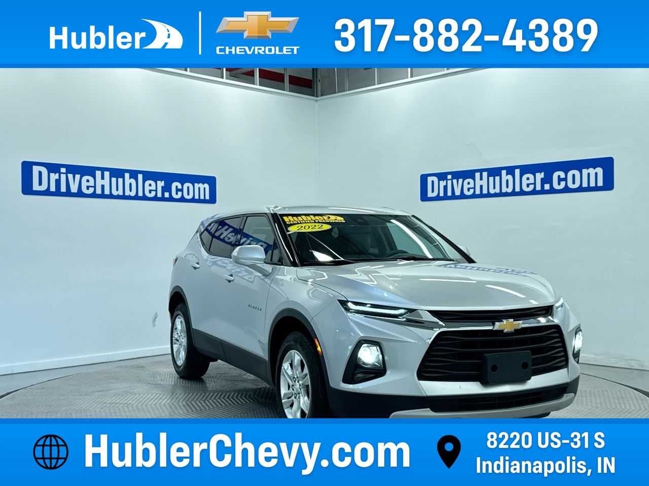 2022 Chevrolet Blazer 2LT in Silver Ice Metallic — front three-quarter view