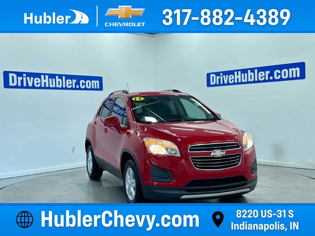 2015 Chevrolet Trax LT in Blaze Red — front three-quarter view