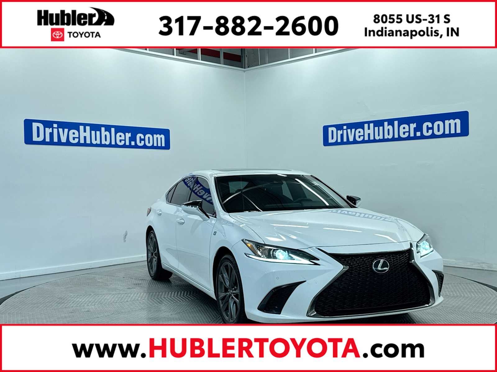 2021 Lexus ES 350 F SPORT in Ultra White — front three-quarter view