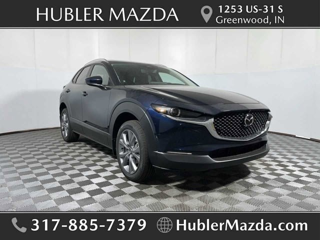 2026 Mazda Mazda CX-30 2.5 S Premium AWD in Deep Crystal Blue Mica — front three-quarter view