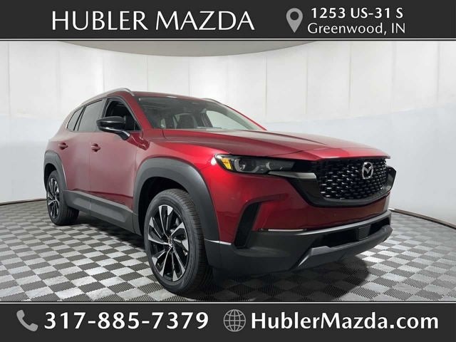 2026 Mazda Mazda CX-50 Hybrid Premium Plus AWD in Soul Red Crystal Metallic — front three-quarter view