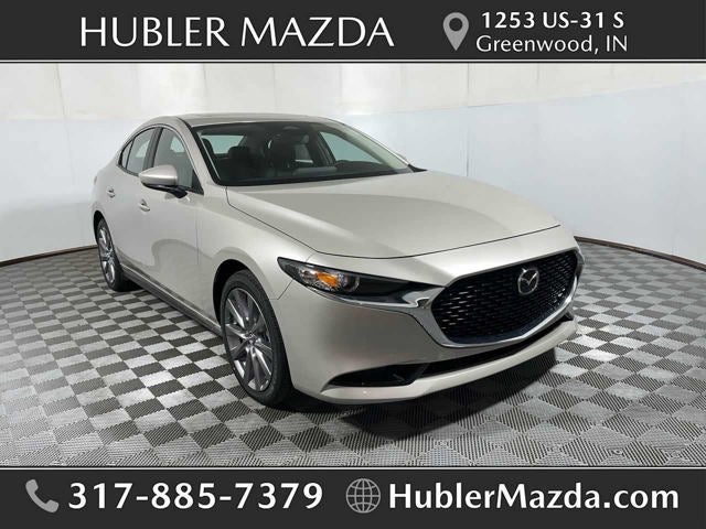 2026 Mazda Mazda3 Sedan 2.5 S Preferred in Platinum Quartz Metallic — front three-quarter view
