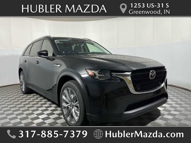 2026 Mazda Mazda CX-90 3.3 Turbo Preferred AWD in Jet Black Mica — front three-quarter view