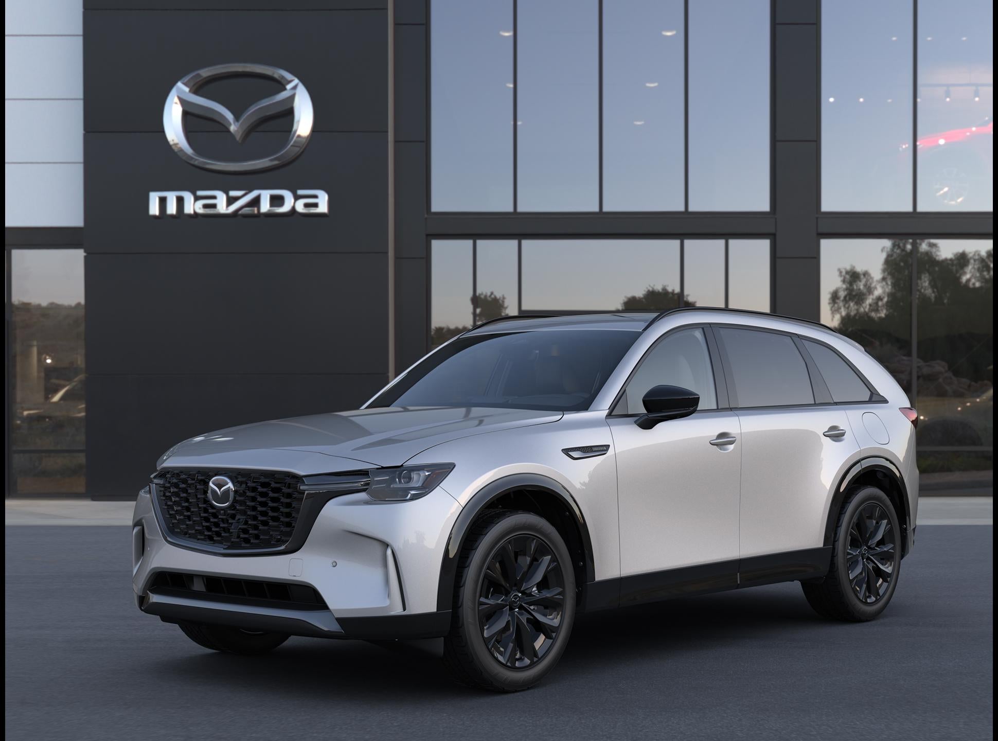 2026 Mazda Mazda CX-90 3.3 Turbo S Premium Sport AWD in Platinum Quartz Metallic — front three-quarter view