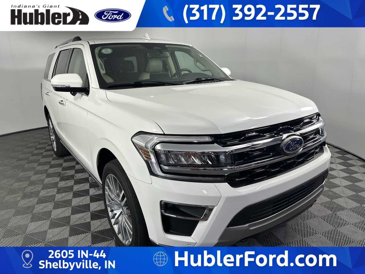 2023 Ford Expedition Limited in Star White Metallic Tri-Coat — front three-quarter view