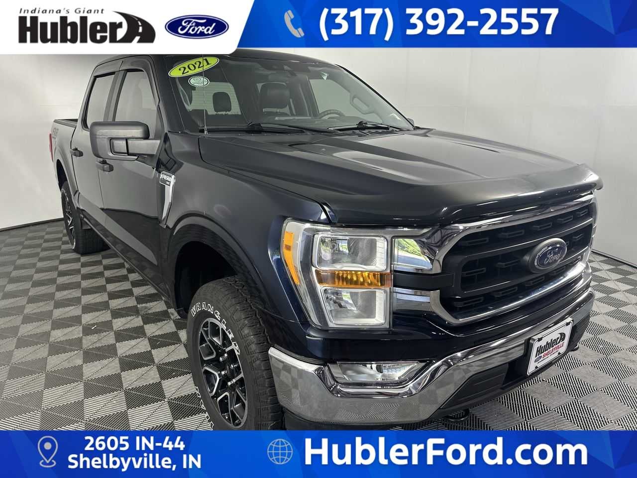 2021 Ford F-150 XLT in Antimatter Blue Metallic — front three-quarter view