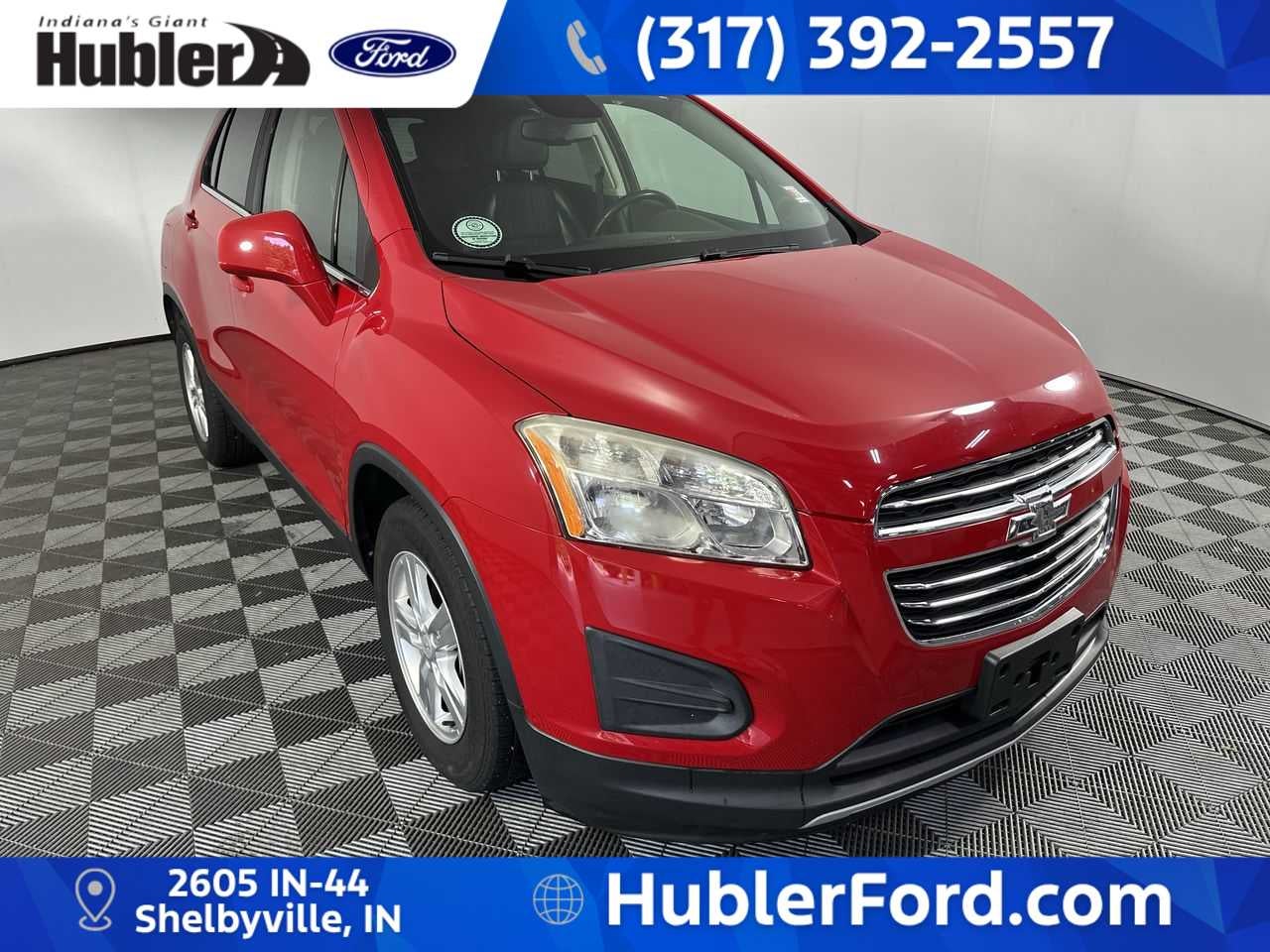 2015 Chevrolet Trax LT in Blaze Red — front three-quarter view